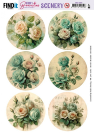 BBSC10045 Push-Out Scenery - Berries Beauties - Blue Roses - Round