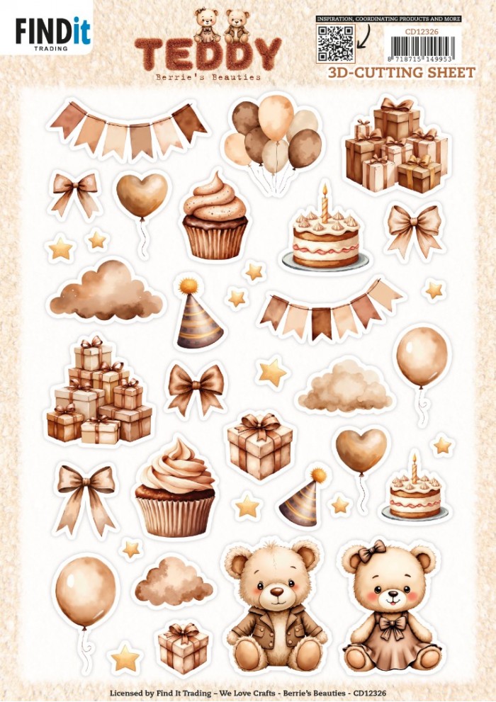 CD12326 Cutting Sheet - Berries Beauties - Teddy - Small Elements