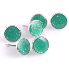 Enamal Brad Glitter met zilver - 10 stuks - Groen