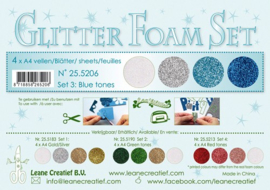 25.5206 Glitter Foam Set 3 - blue / white /silver colours. - 4 vellen