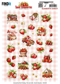 CD12345 Cutting Sheet - Berries Beauties - Sweet Strawberries - Small Elements