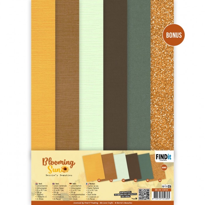 BB-A4-10016 Linen Cardstock Pack - Berries Beauties - Blooming sun - A4