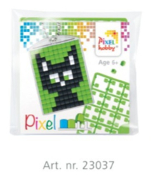 23037 Sleutelhanger setje compleet - Zwarte kat - Pixel Hobby