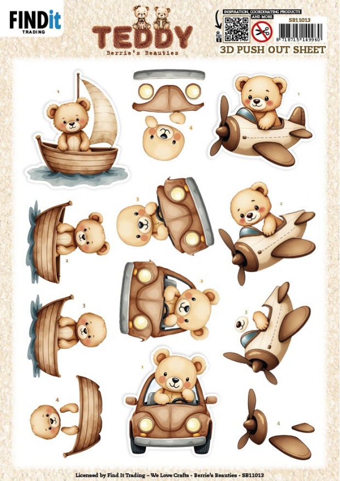 SB11013 3D Push out Sheet - Berries Beauties - Teddy - Transport