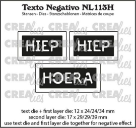 Crealies - Texto Negativo - Hiep Hiep Hoera - NL113H