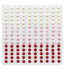 APS401 - Adhesive half pearls 3 tinten rood