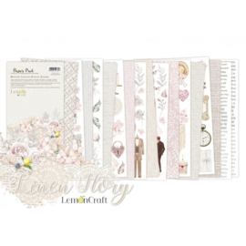 LINEN STORY ELEMENTS FOR FUSSY CUTTING - PAD SCRAPBOOKING PAPERS 15,24X30,5CM - LEMONCRAFT