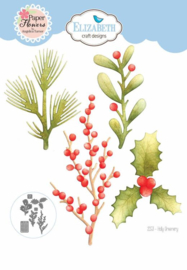 2153 Elizabeth Craft Design - Joyous Christmas Collection - Cutting Dies Holly Greenery