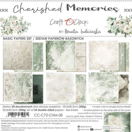 CC-C72-CHM-08 Craft O Clock Basic Paper Pack 20x20 cm Cherished Memories