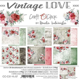 Craft O' Clock - Vintage Love - Paper Collection Set - 20.3 x 20.3 cm