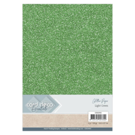 CDEGP002 Glitterkarton A4 250gr - Licht Groen  - 6 stuks - Card Deco