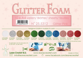25.5312 Glitter foam sheets A4 Glitter Pink - per vel