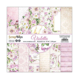 ScrapBoys Violetta paperpad 12 vl+cut out elements-DZ VIOL-10 190gr 20,3x20,3cm