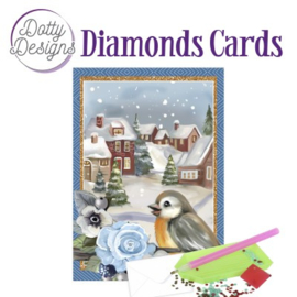 DDDC1160 Dotty Designs Diamond Cards - Bird In A Snowy Christmas Village