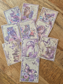 Junk Journal Paars Uilen en Vlinders - 10 stuks