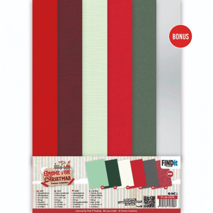 YC-A4-10032 Linen Cardstock Pack - Yvonne Ceations - Floral Christmas- A4
