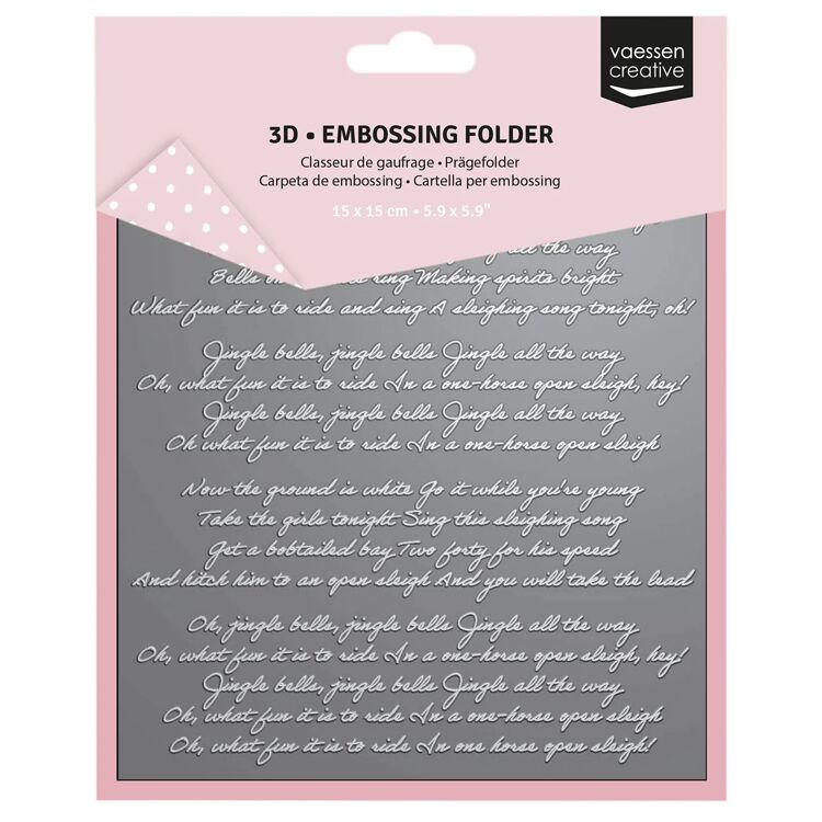 3625-0115 Vaessen Creative - 3D Embossing Folder Jingle Bells 15x15cm