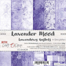 CC-ZM-BC09 Paper Collection Set 6"*6" Basic 09 - Lavender Mood, 250 gsm (24 sheets, 12 designs, 4x6 double-sided sheets, bonus design - 2 sheets)