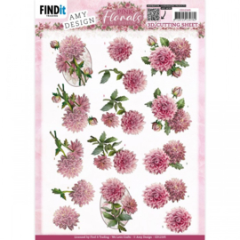 3D Cutting Sheets - Amy Design - Pink Florals - Dahlia - CD12105