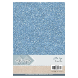 CDEGP012 Glitterkarton A4 250gr - Bright Blue  - 6 stuks - Card Deco