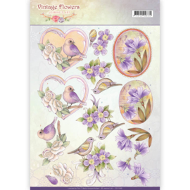 CD11048 Knipvel A4 - Vintage Flowers - Jenine's Art