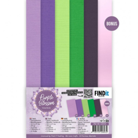 PM-4K-10034 Linen Cardstock Pack - Precious Marieke - Purple Blossom - 4K
