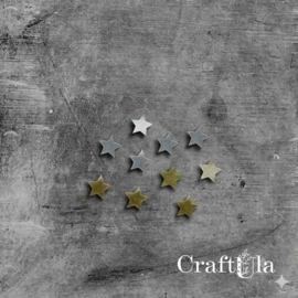 CU-AKRYL-0129-MIX   Mirrored plexiglass Mini Stars (10 pcs, 5 silver, 5 gold, 1,5x1,5cm)