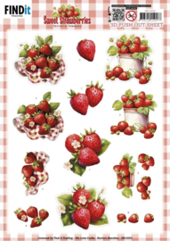 SB11025 3D Push out Sheet - Berries Beauties - Sweet Strawberries - Pure Strawberries