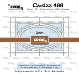CLCZ466 Crealies - Cardzz stansen - 466, Postzegelvel Zoey (rechthoek met ovaal)