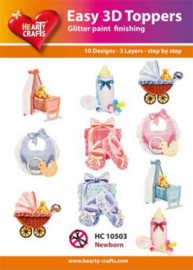 Hc10503 Baby boy/girl - Easy 3D Toppers met glitter - 10 stukw