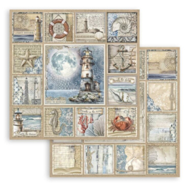 SBB1064 Stamperia Silent Sea 12x12 Inch Paper Sheet Lighthouse - PAKKETPOST!!!