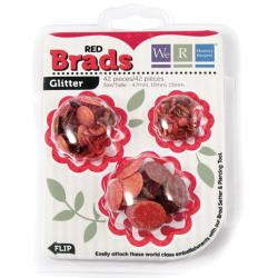 42052-1 Glitter brads 3 verschillende maten - Rood - 42 stuks - We R Memory Keepers