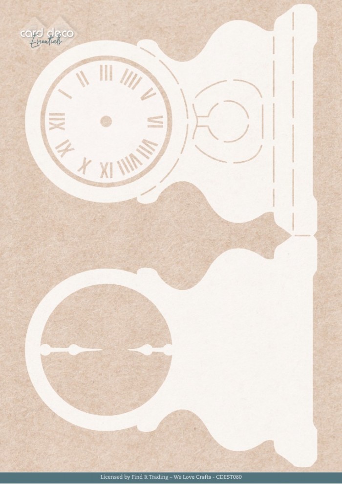 CDEST080 Stencil - Card Deco Essentials - Timeless Christmas - Timeless Clock Card A4