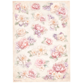 DFSA4835 Romance Forever A4 Rice Paper Floral Background
