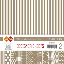 CDDSKB002 Designer Sheets 15x15cm - Koffie Bruin - Card Deco