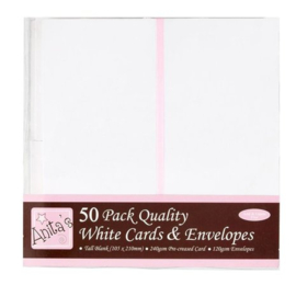 ANT1513020 Tall Cards & Envelopes White (50pk)