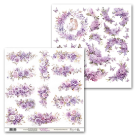 PSM0916 Double-sided paper 30,5x30,5 cm Violet Whisper 16, Flowers – extras to cut - PAKKETPOST!
