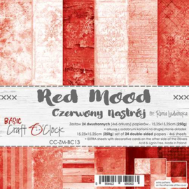 CC-ZM-BC13 Paper Collection Set 6"*6" Basic 13 - Red Mood, 250 gsm (24 sheets, 12 designs, 4x6 double-sided sheets, bonus design - 2 sheets)
