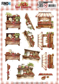 SB11028 3D Push out Sheet - Berries Beauties - Sweet Strawberries - Strawberry Sale