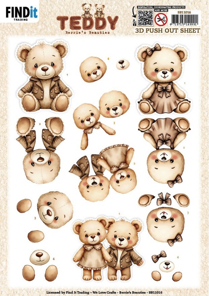 SB11016 3D Push out Sheet - Berries Beauties - Teddy - Together