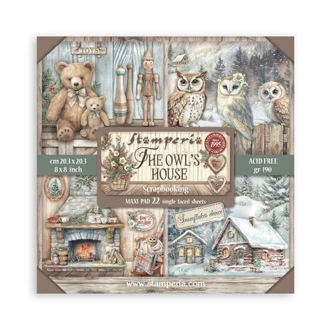 SBBSXB16 Stamperia - The Owl's House - 8x8 inch paperpad Maxi (enkelzijdig)