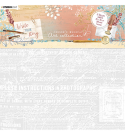 JMA-WYS-VES01 - Vellum Sheets Letter, newspaper & dried flowers Write Your Story nr.01