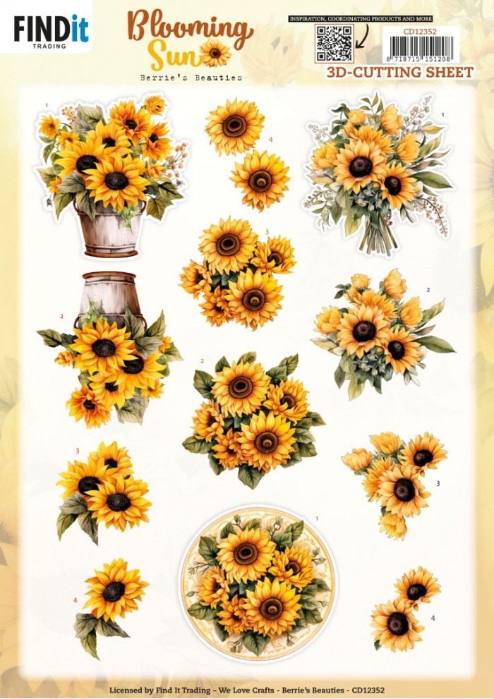 CD12352 3D Cutting Sheet - Berries Beauties - Blooming sun - Golden Glow