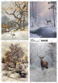 GH3348 Vintage vel - Winterlandschap Groot (4 plaatjes) - Gerda's Hobbyshop