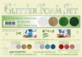 25.5190 Glitter Foam Set 2 - Green /gold /silver colours - 4 vellen