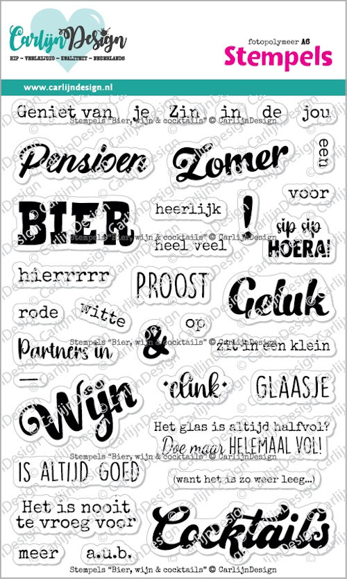 CDST-0148 CarlijnDesign Clear stamp Bier, wijn & cocktails