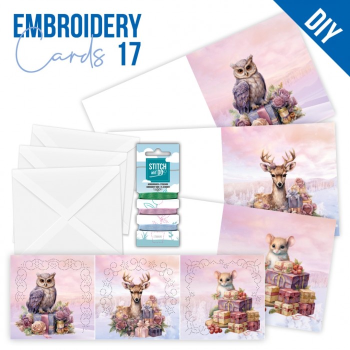 STDOPP017 Stitch and Do Cards 17 - Berries Beauties - Pastel Purple Christmas