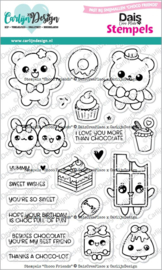 CDST-0154 CarlijnDesign Clear stamp Choco Friends
