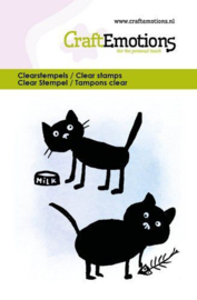 130501/5010 CraftEmotions clearstamps 6x7cm - Kitty & fish