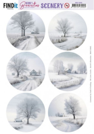 BBSC10005 Push-Out Scenery - Berries Beauties - White Winter Round